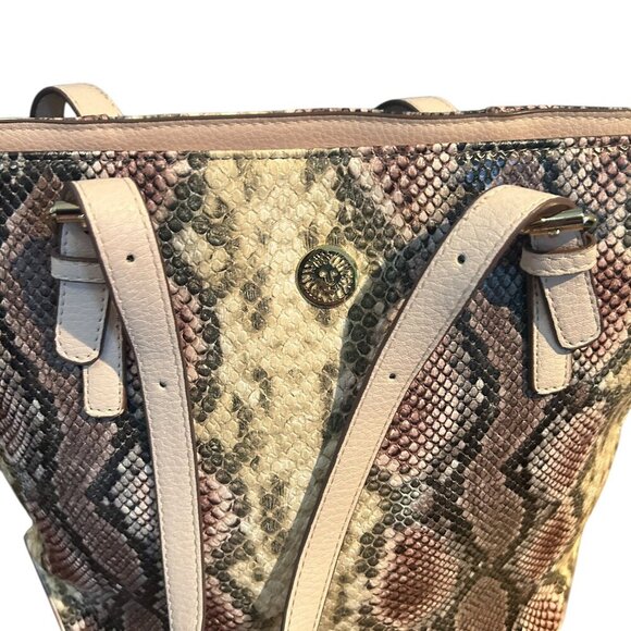 Anne‎ Klein Pink Beige Snakeskin Tote Purse Bag Vegan Leather Pockets Medium Sz - Picture 3 of 8